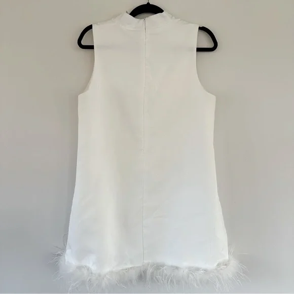 SHEIN Fuzzy Trim White Bridal Dress Size Large - Picture 3 of 5